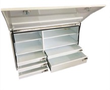 showing five drawer tool box and shelving